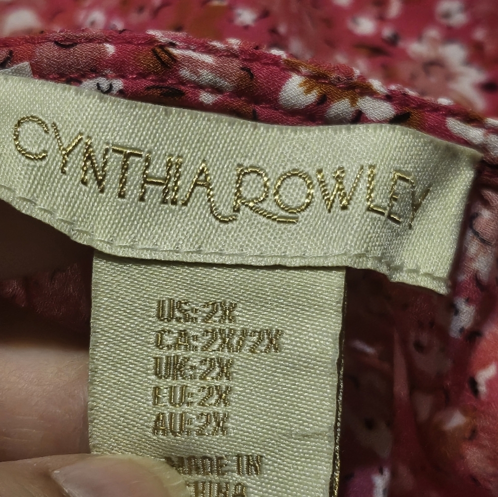 Cynthia Rowley Pink Ditsy Floral Blouse Size 2X - Picture 7 of 10